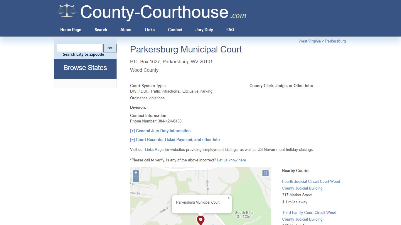 Parkersburg Municipal Court in Parkersburg, WV - Court Information